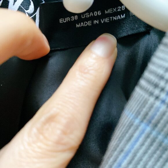 New Zara Women Grey Plaid Flattering Fit Single-Button Blazer business jacket - Picture 6 of 8